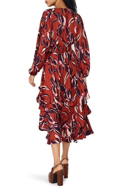 Steve Madden Bei Floral Long Sleeve Tiered High-low Dress In Multi