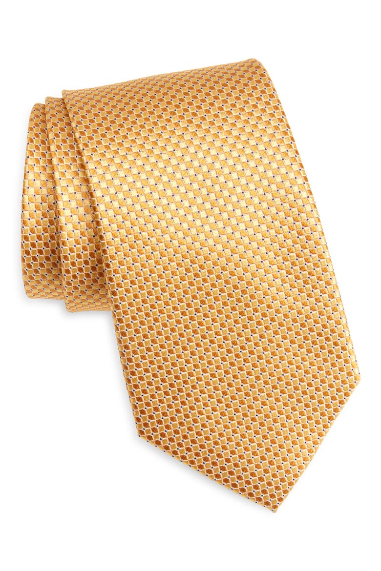Solid Textured Silk Tie, Main, color, YELLOW