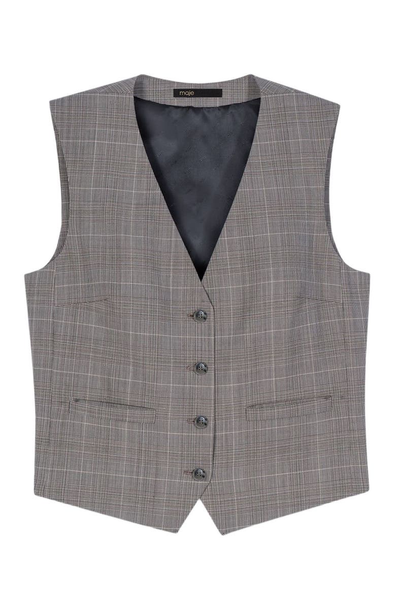 maje Checked tailored jacket, Alternate, color, Grey