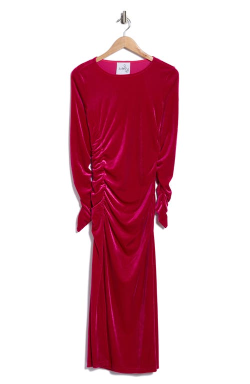 Sam Edelman Velvet Long Sleeve Bodycon Midi Dress In Pink