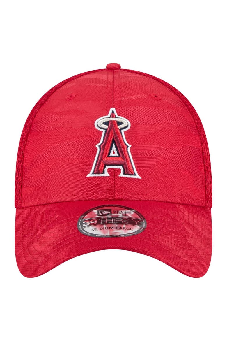 Men's New Era Red Los Angeles Angels Subtle Camo 39THIRTY Flex Hat, Alternate, color, Red