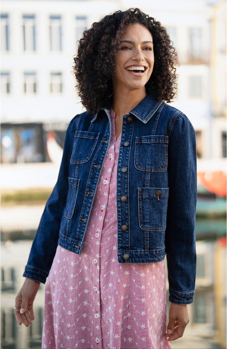 Yumi Stretch Denim Pocket Detail Jacket, Alternate, color, Blue