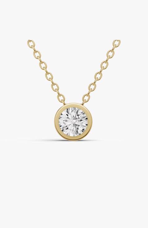 14K Gold 1.5 ct Round Bezel Pass-Thru Pendant