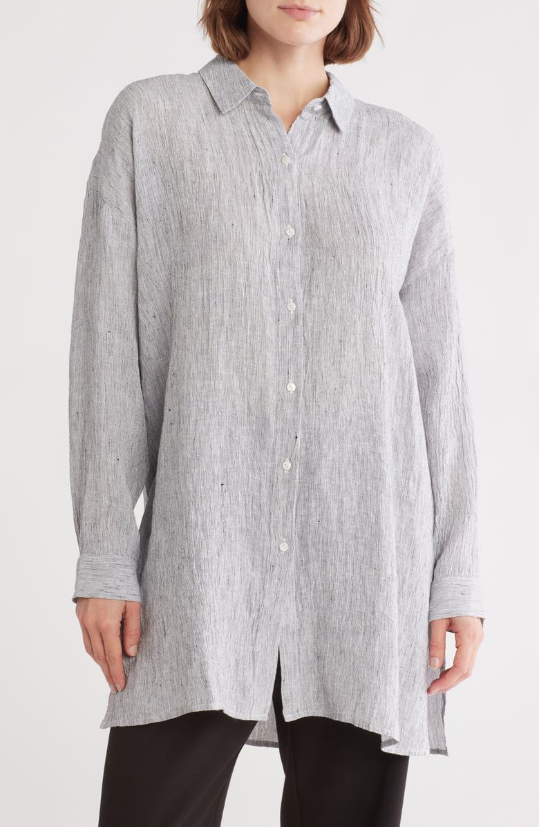 Eileen Fisher Classic Collar Organic Linen Button-Up Shirt, Main, color,