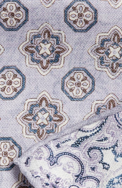 Edward Armah Paisley & Medallion Reversible Silk Pocket Square In Lavender