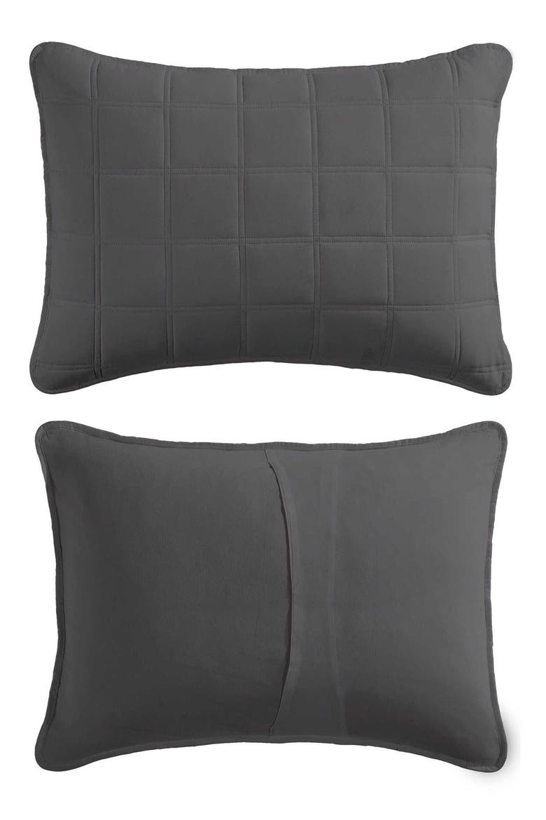 Stonewashed Solid Microfiber Quilt & Sham Set, Alternate, color, DARK GREY