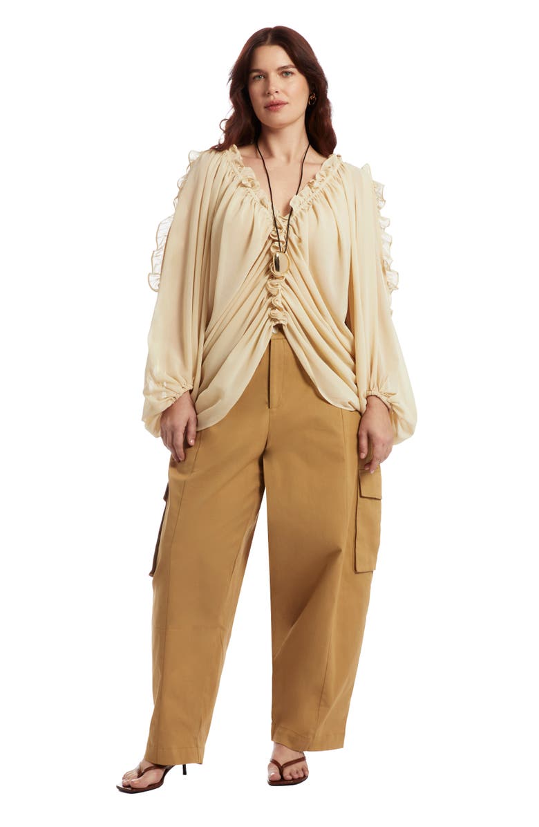 June + Vie Barrel Leg Cargo Pant, Main, color, Rye Bread