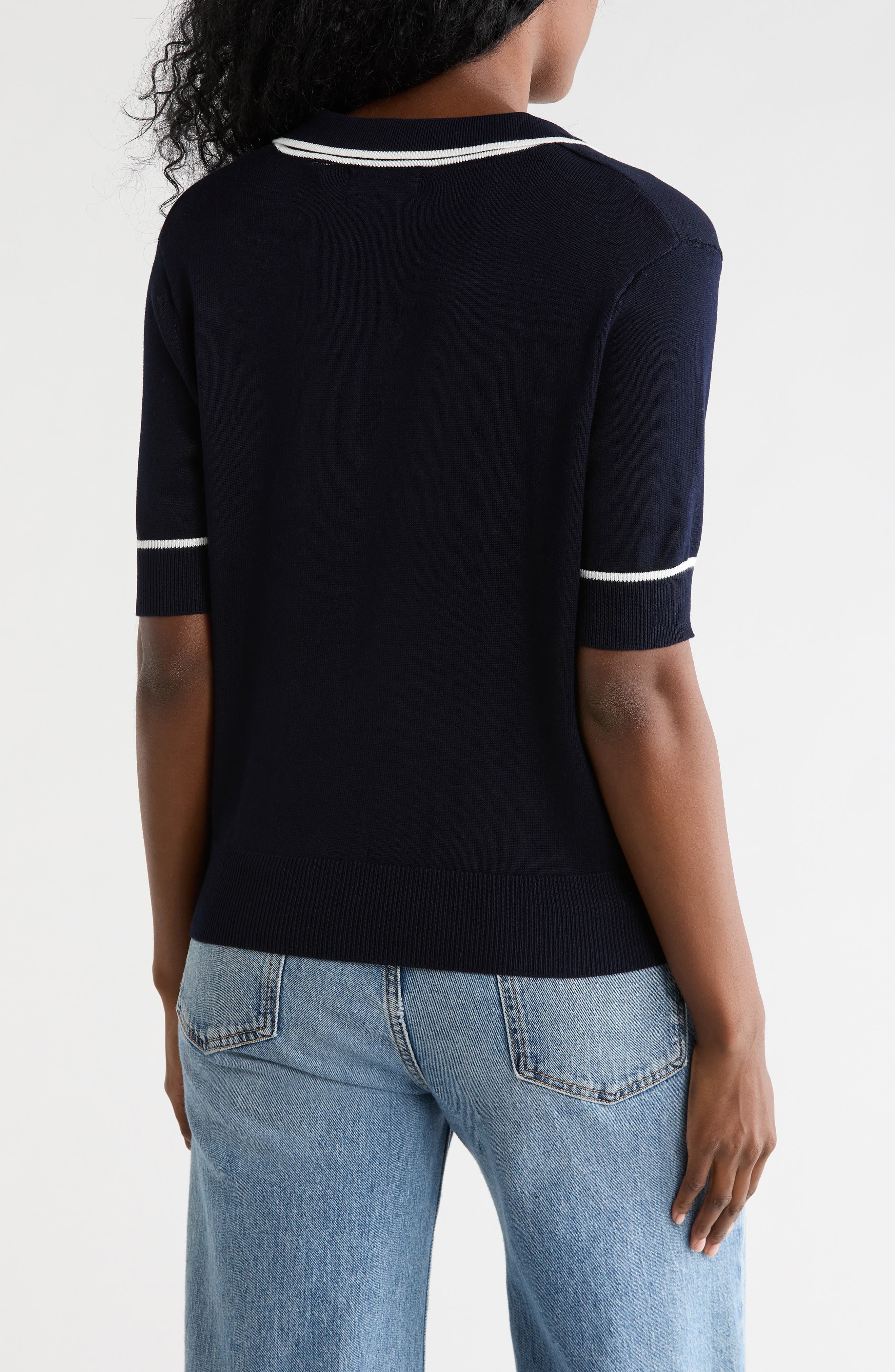 Tipped Johnny Collar Polo Sweater - image 4