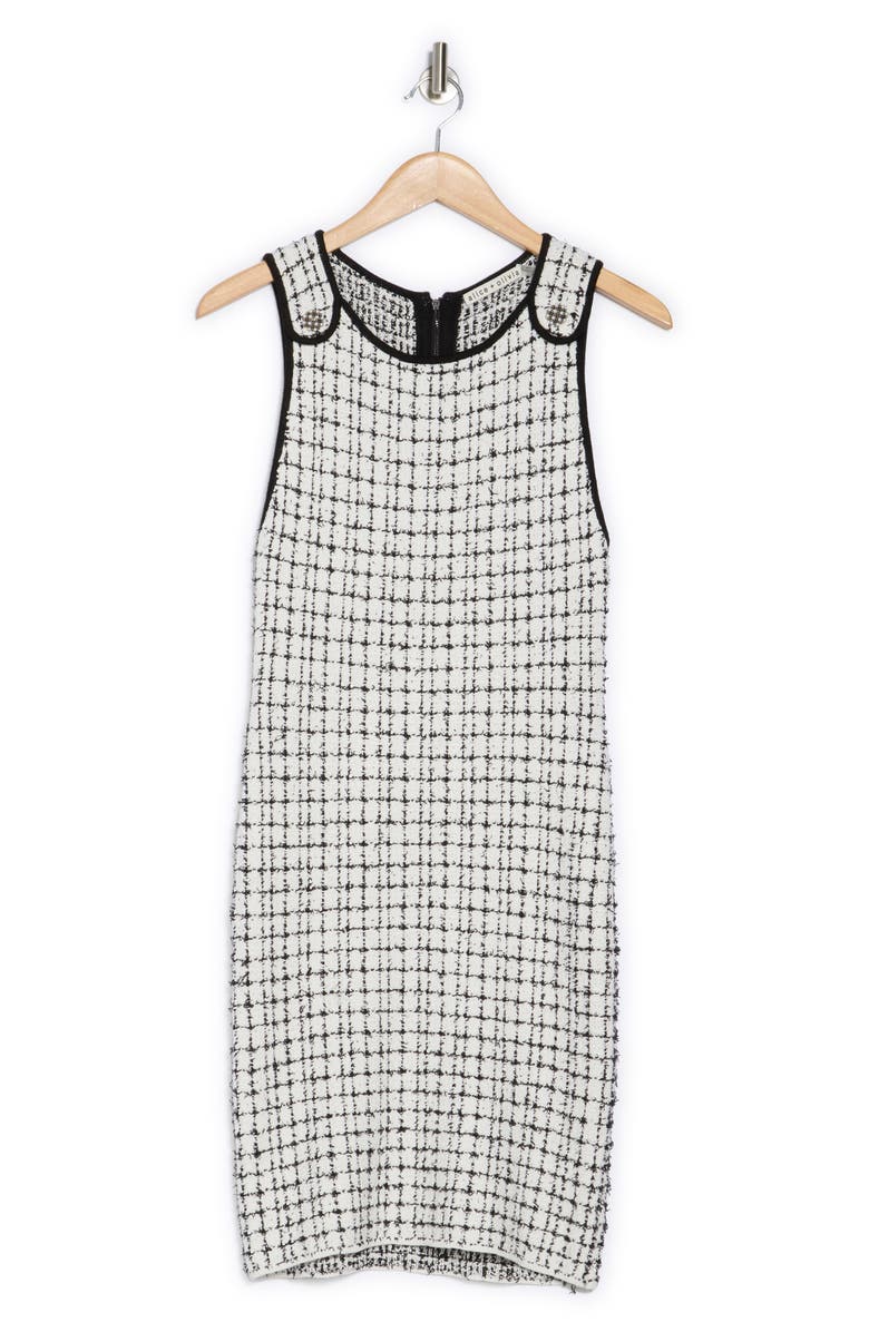 Alice + Olivia Tallulah Tweed Minidress, Alternate, color, Soft White/ Black