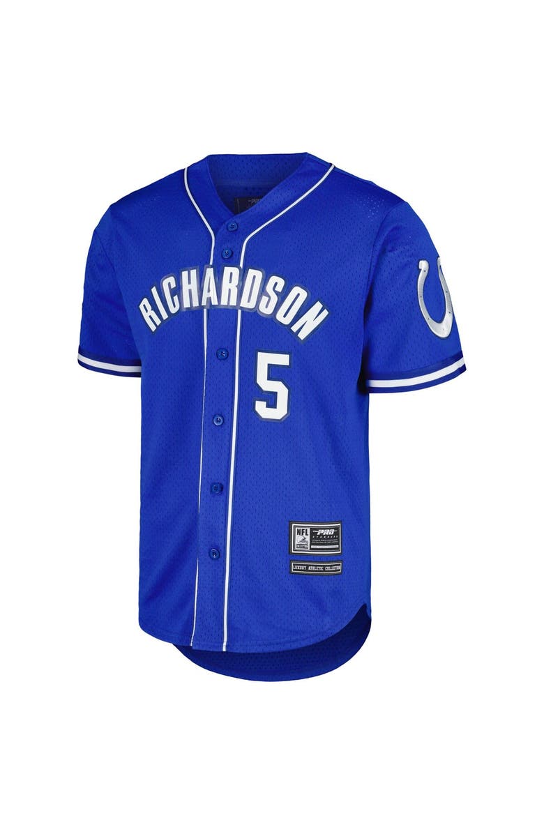 PRO STANDARD Men's Pro Standard Anthony Richardson Royal Indianapolis Colts Mesh Baseball Button-Up T-Shirt, Alternate, color, Royal