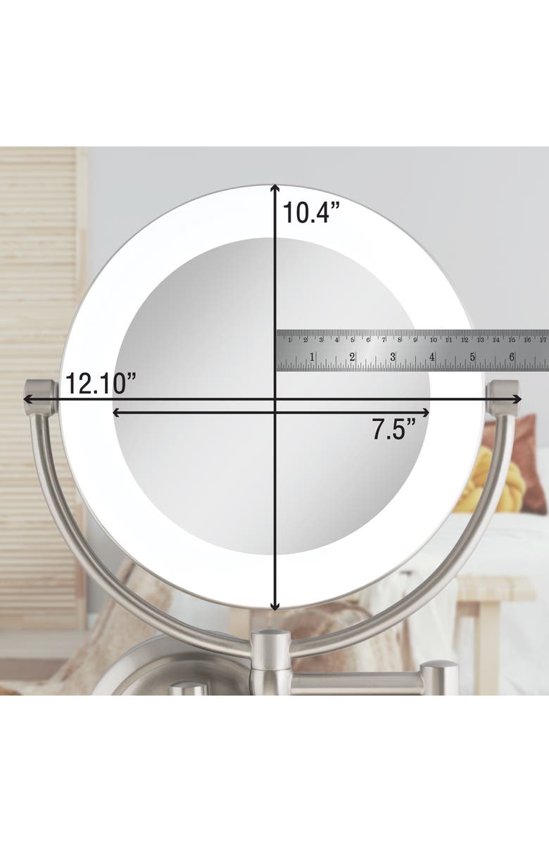 Zadro Lexington Lighted Wall Mounted Makeup Mirror with 10X/1X Magnification, Alternate, color, Satin Nickel