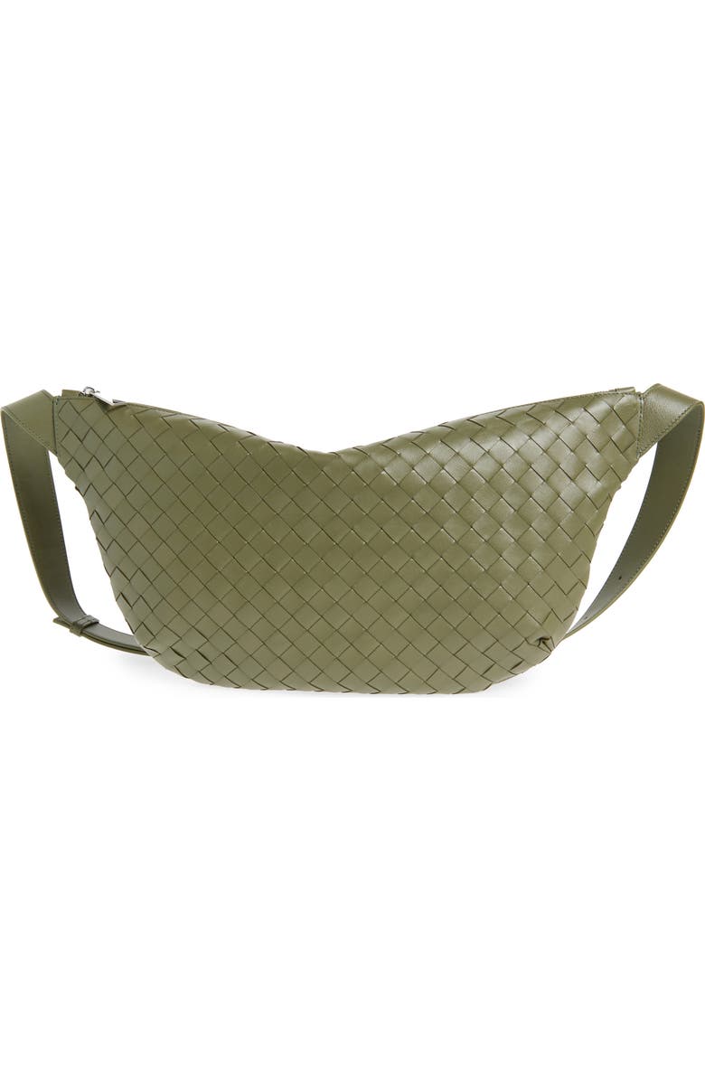 Bottega Veneta Intrecciato Leather Day Sling Bag, Main, color, Crocodile-Silver