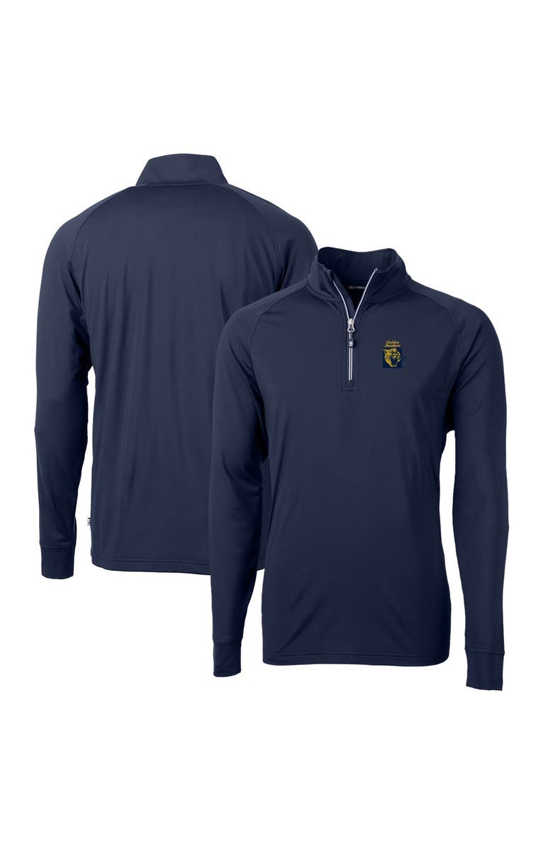 Cutter & Buck Men's Cutter & Buck Navy FIU Panthers Adapt Eco Knit Stretch Recycled Big & Tall Quarter-Zip Pullover Top, Main, color, 