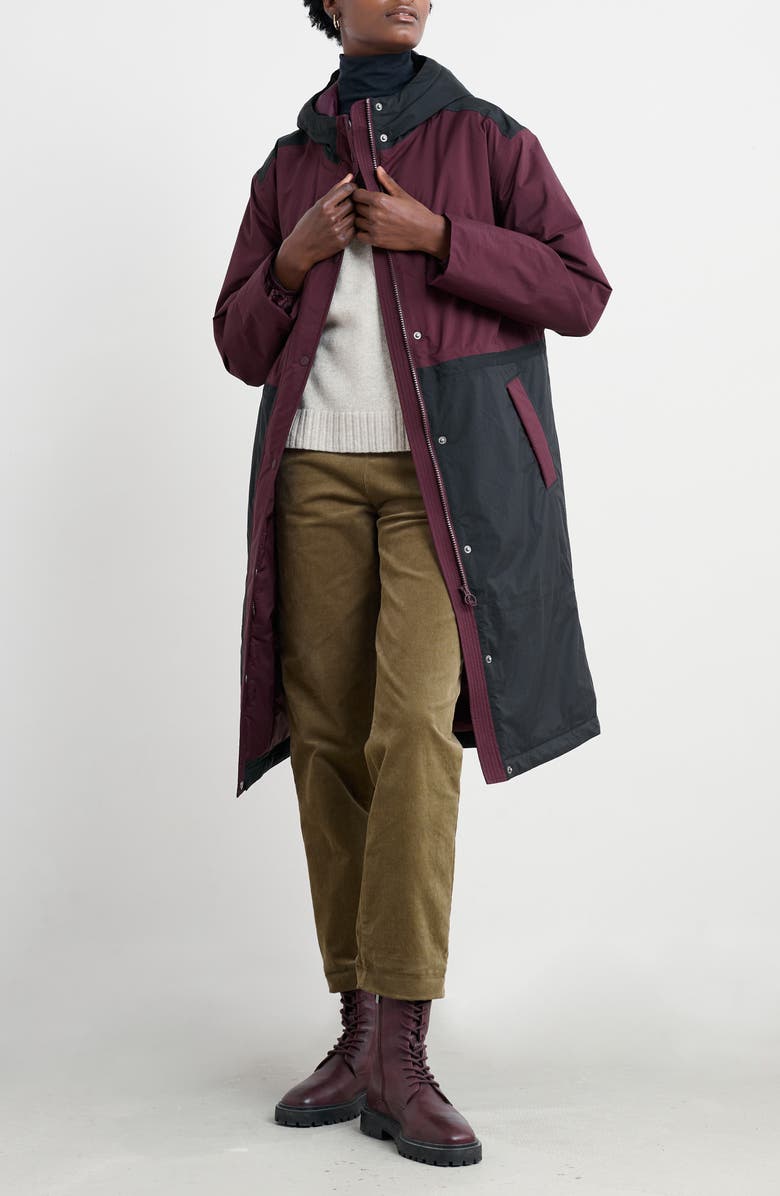 Seasalt Cornwall Chapel Rock Longline Waterproof Hooded Raincoat, Main, color, Dark Hellebore/Onyx