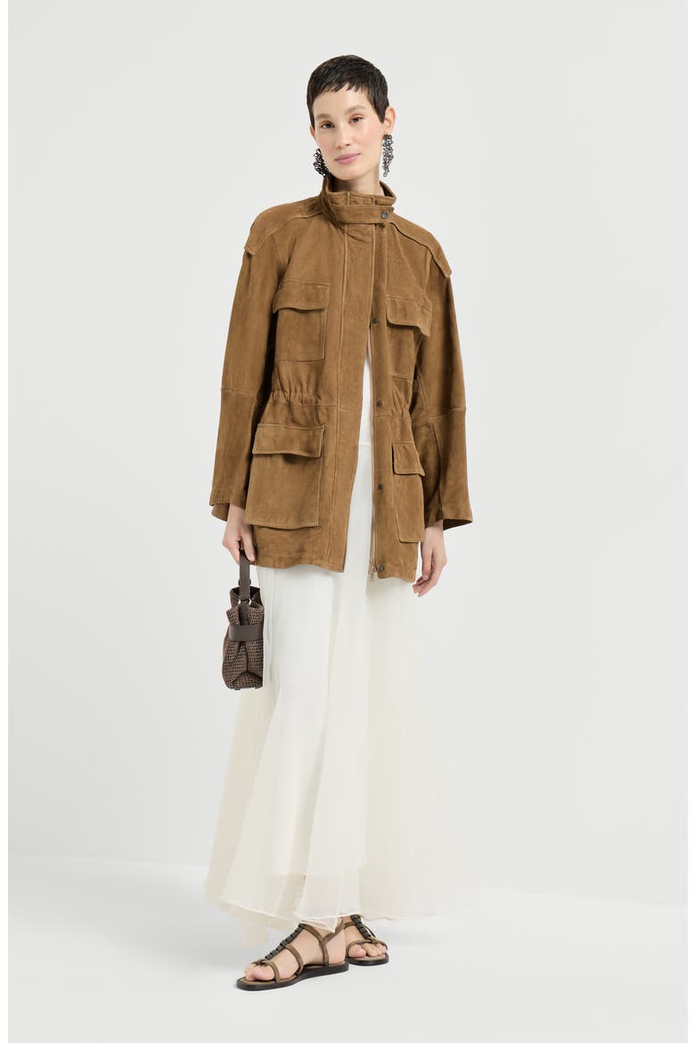 Crispy silk dress with monili, Alternate, color, Butter