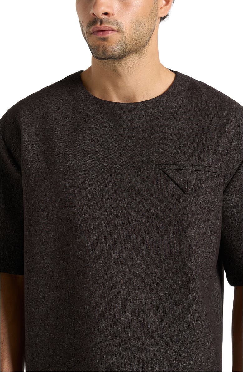 Manière De Voir Leon Boxy Cropped Hatched T-Shirt, Alternate, color, Brown