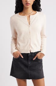 BP. Crewneck Cotton Blend Cardigan