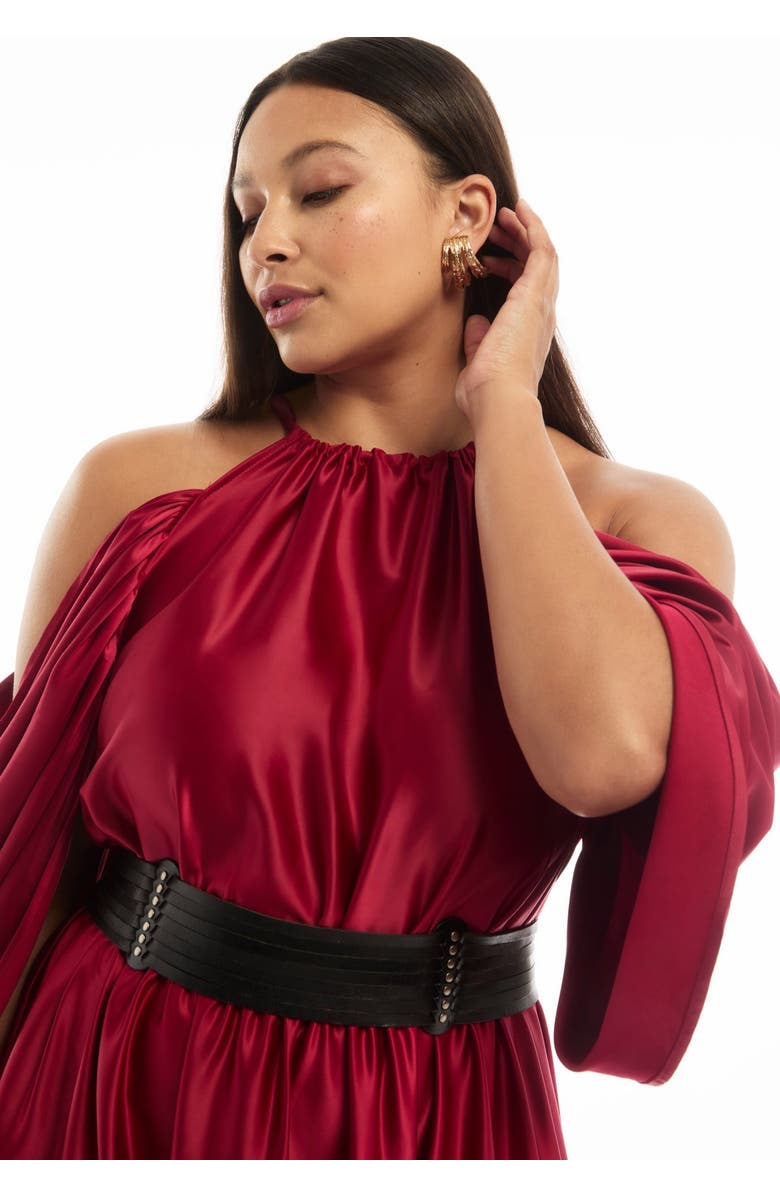 June + Vie Off-The-Shoulder Halter Maxi Dress, Alternate, color,