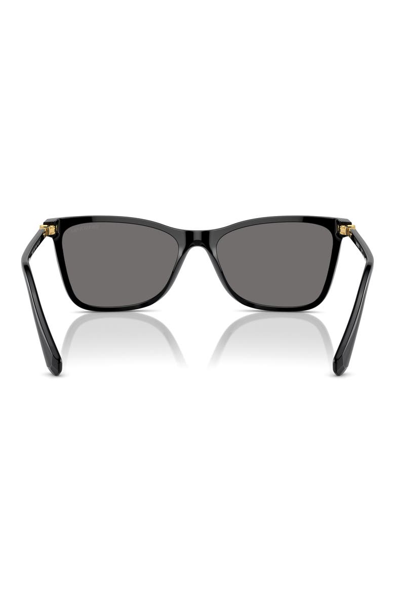 55mm Polarized Rectangular Sunglasses, Alternate, color, BLACK
