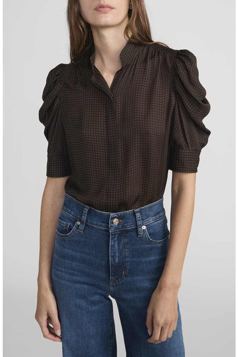 The Houndstooth Gillian Silk Button-Up Shirt, Main, color, AMERICANO MULTI