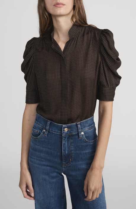 FRAME The Houndstooth Gillian Silk Button-Up Shirt
