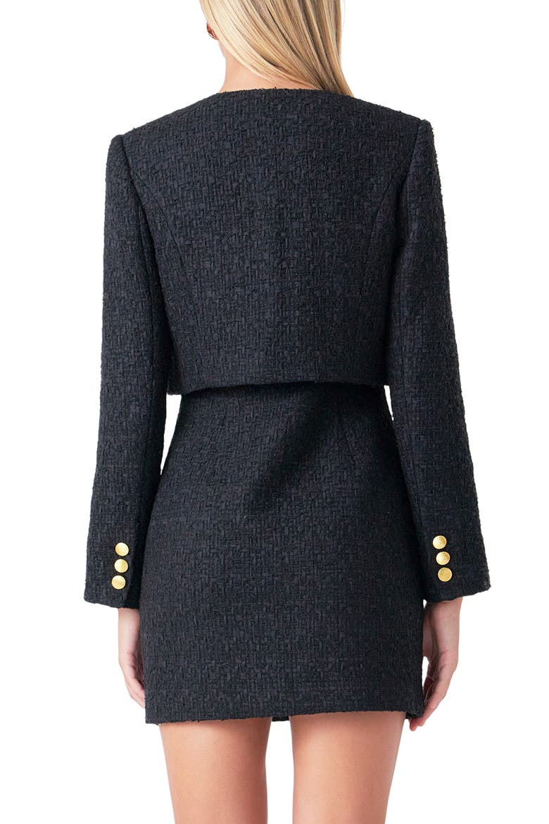 Crop Tweed Jacket, Alternate, color, BLACK