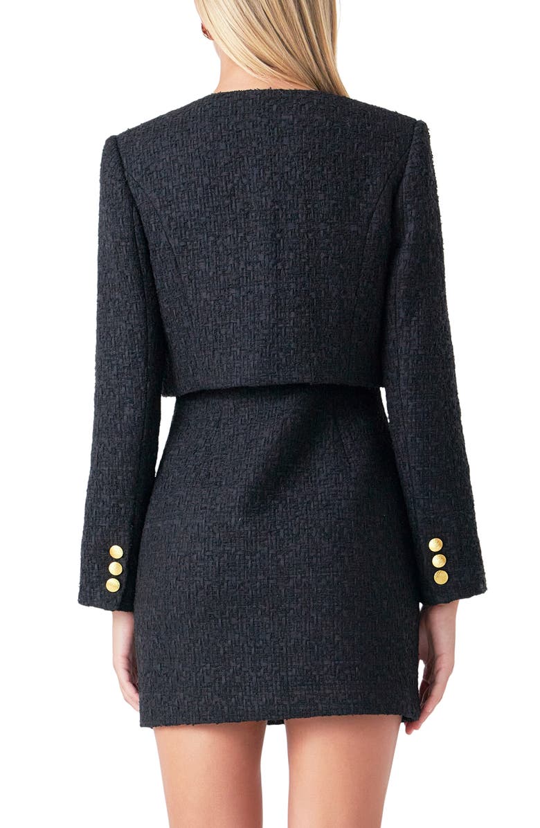 Endless Rose Crop Tweed Jacket, Alternate, color, Black