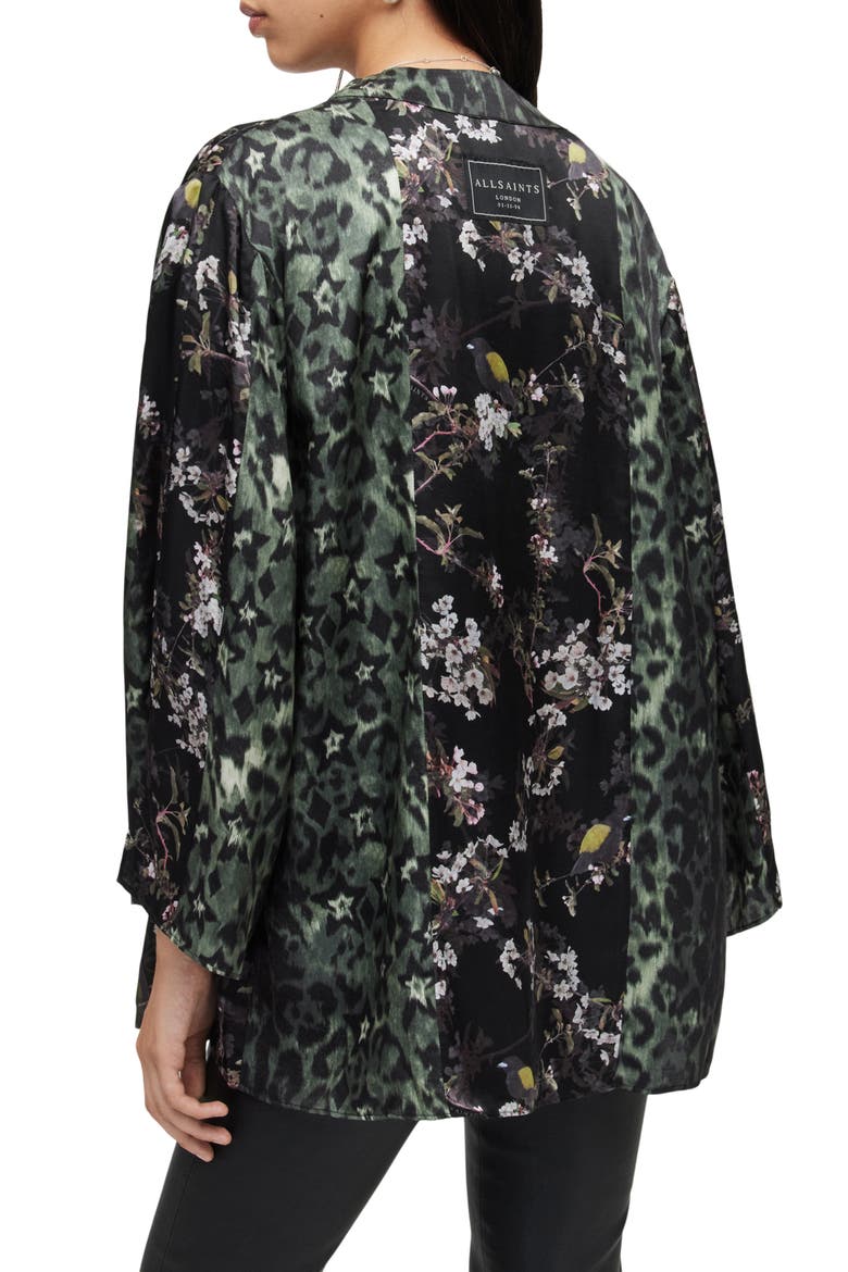 Casi Viola Silk Blend Jacket, Alternate, color, BLACK/ MOSS GREEN
