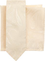 BOSS Ivory Paisley Jacquard Tie & Pocket Square Set