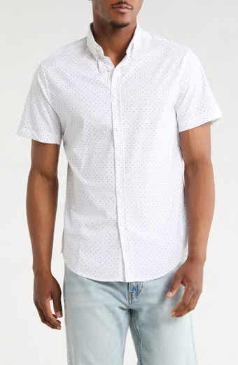 DENIM AND FLOWER Dot Print Short Sleeve Button-Down Shirt