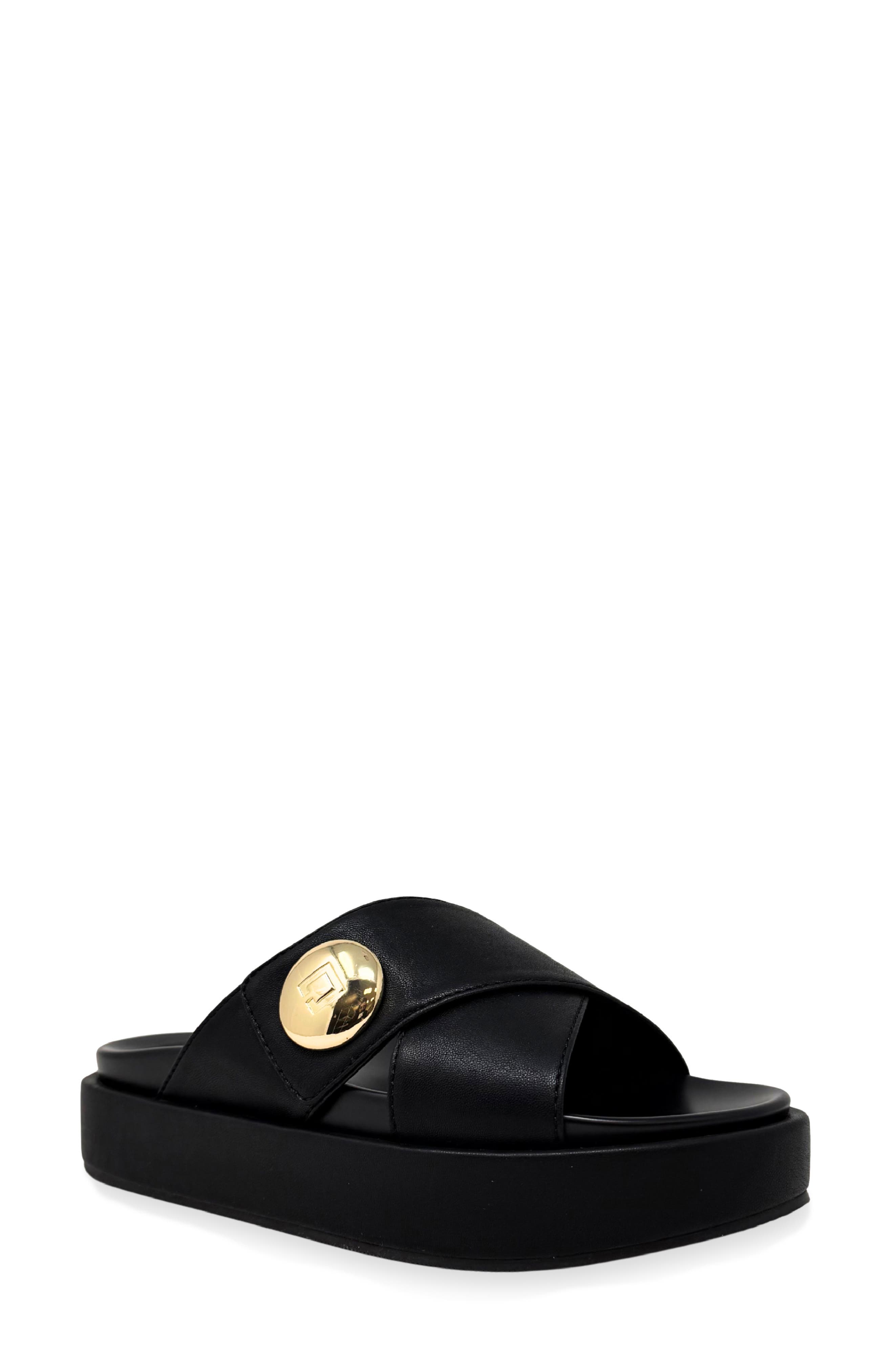 SHUSHOP Katie Platform Slide Sandal, Main, color, Black