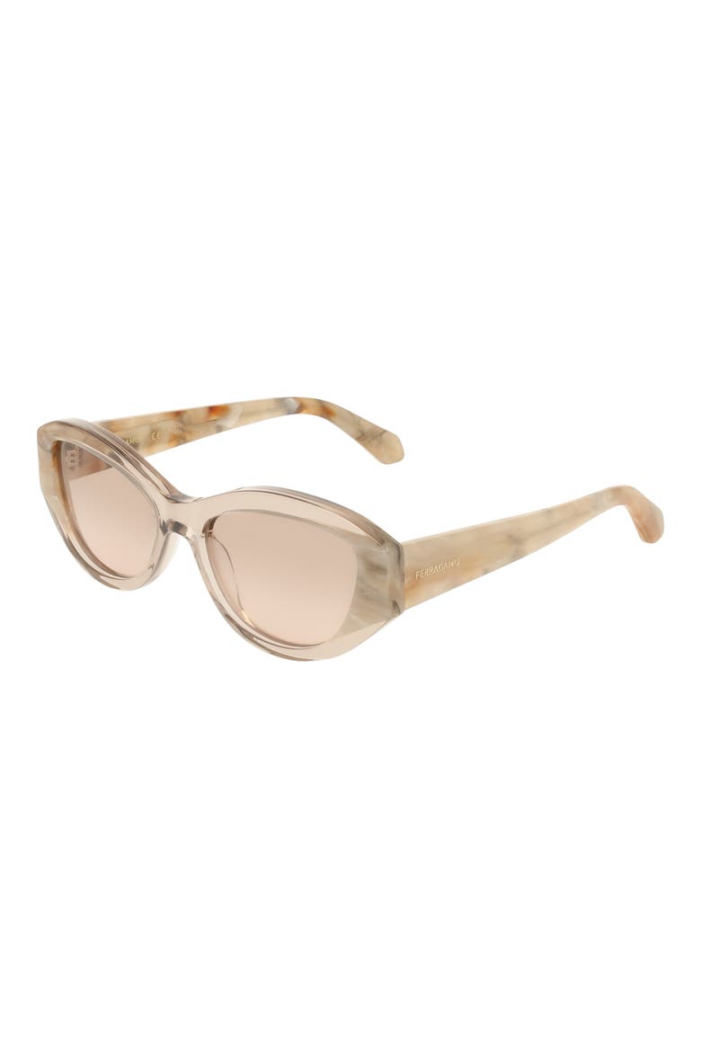 55mm Oval Sunglasses, Alternate, color, TRANSPARENT BEIGE/ MARBLE