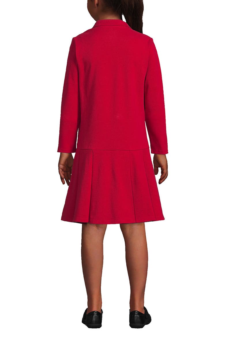 Girls Long Sleeve Mesh Pleated Polo Dress, Alternate, color, Red