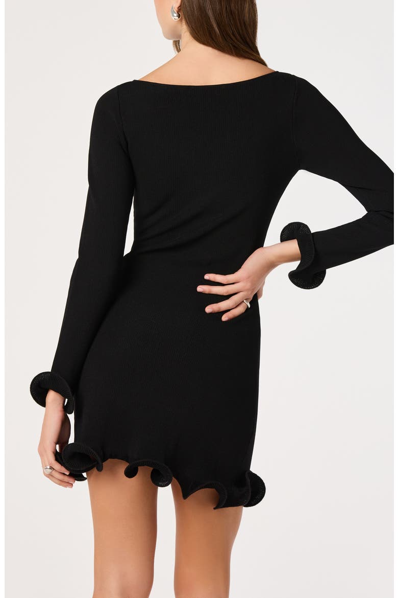 Aleah Ruffle Cuff Minidress, Alternate, color, BLACK