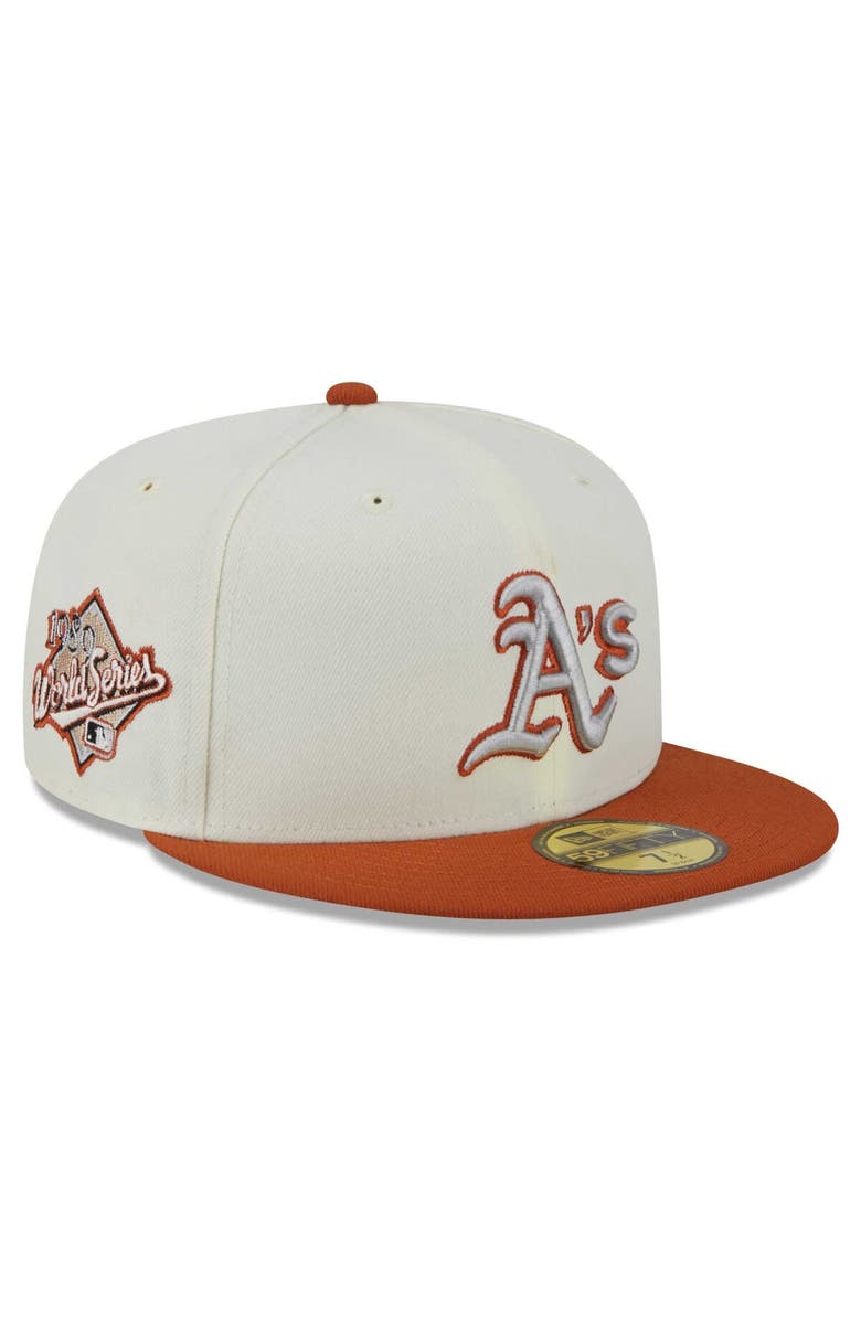 New Era Men's New Era Cream/Orange Oakland Athletics 59FIFTY Fitted Hat, Main, color, Cream