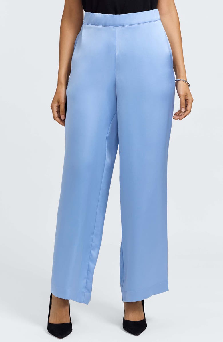 Foxcroft Hostess Satin Pull-On Pants, Main, color, Bel Air Blue