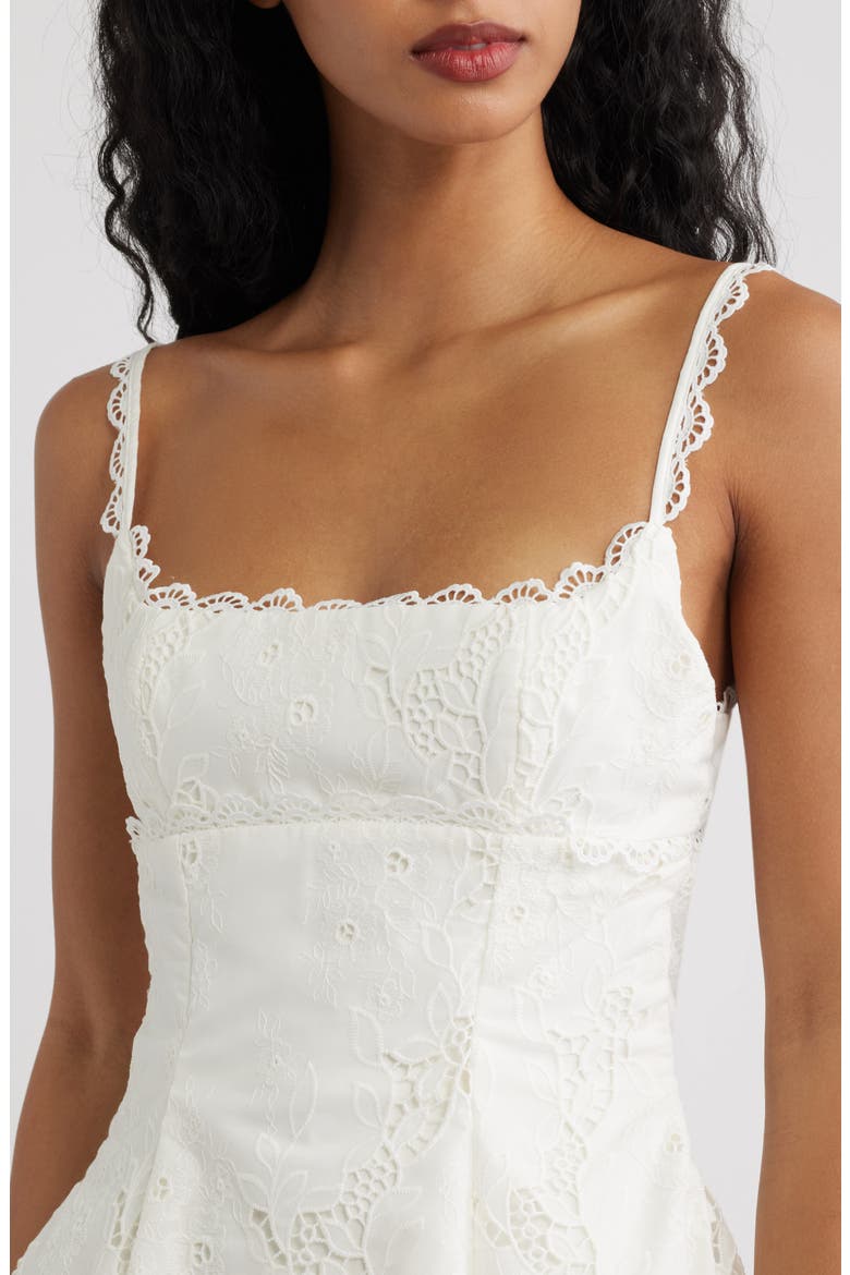 Isla Scalloped Lace Cocktail Minidress, Alternate, color, WHITE