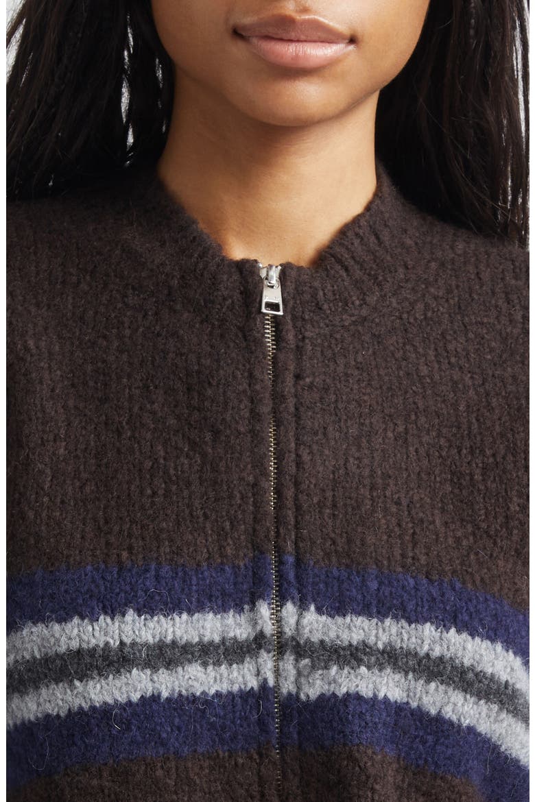Penalti Wool Blend Zip Cardigan, Alternate, color, BROWN
