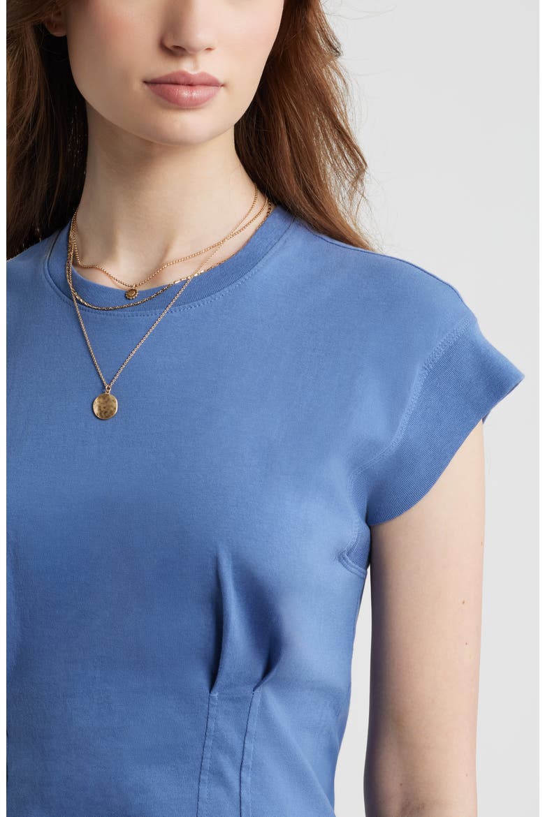 Pintuck Cotton T-Shirt, Alternate, color, BLUE FJORD