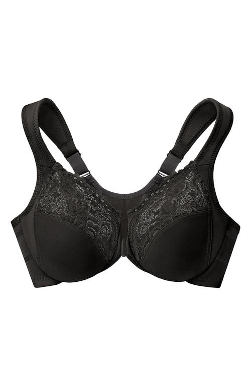 Glamorise Wonderwire Underwire Front Closure Bra In Black