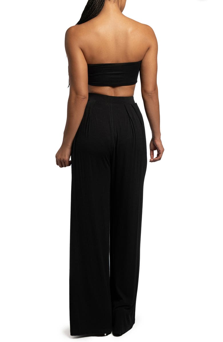 JLUXLABEL Two-Piece Strapless Crop Top & Wide Leg Pants Set, Alternate, color,