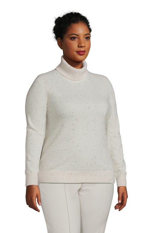 Lands' End Plus Size Cashmere Turtleneck Sweater In White