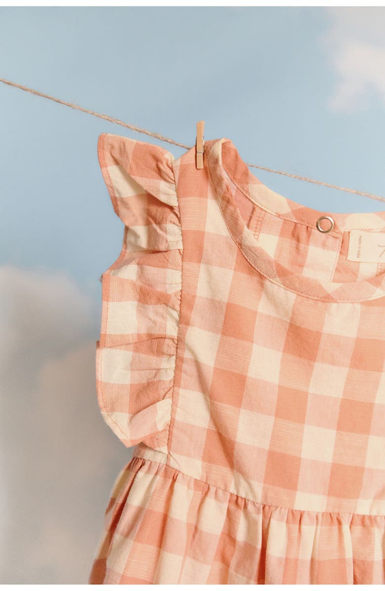 Pehr Kids' Checkmate Flutter Sleeve Organic Cotton Dress, Alternate, color, Melon