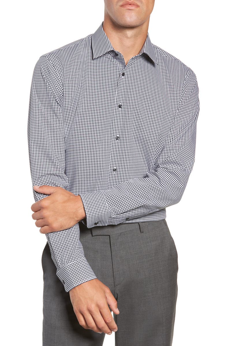 NORDSTROM MEN'S SHOP Tech-Smart Trim Fit Stretch Check Dress Shirt, Main, color, 