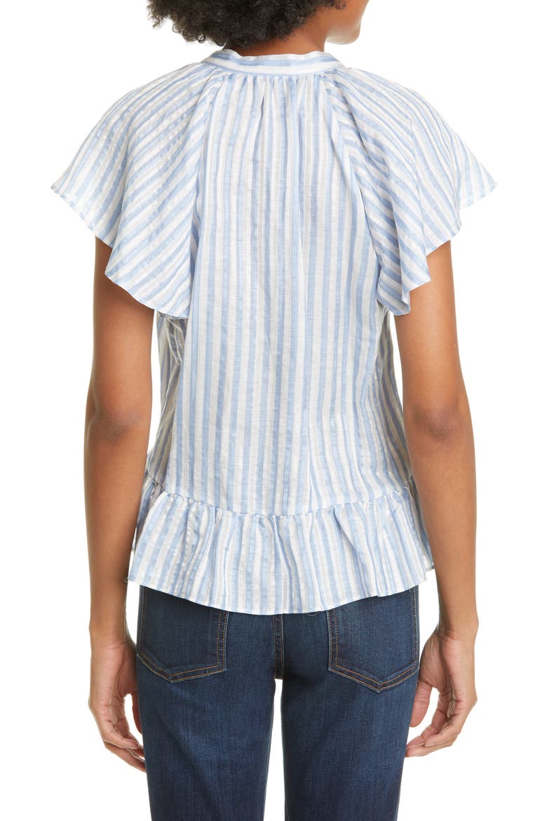 Maple Flutter Sleeve Stripe Top, Alternate, color, BLUE WHITE