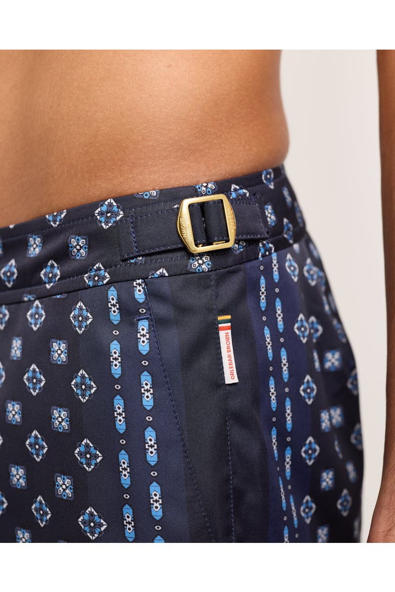 Bulldog Exclusive-Print Mid-Length Swim Shorts, Alternate, color, NIGHT IRIS