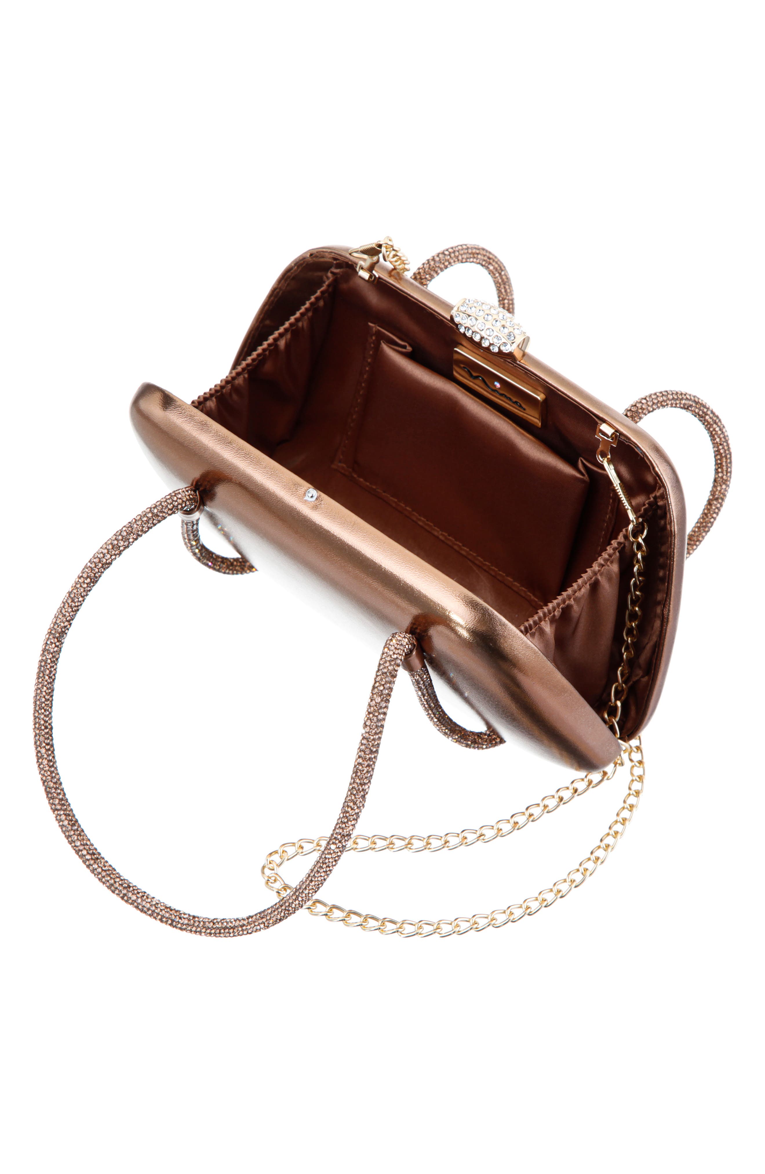 Nina Camara Frame Clutch, Alternate, color, Bronze