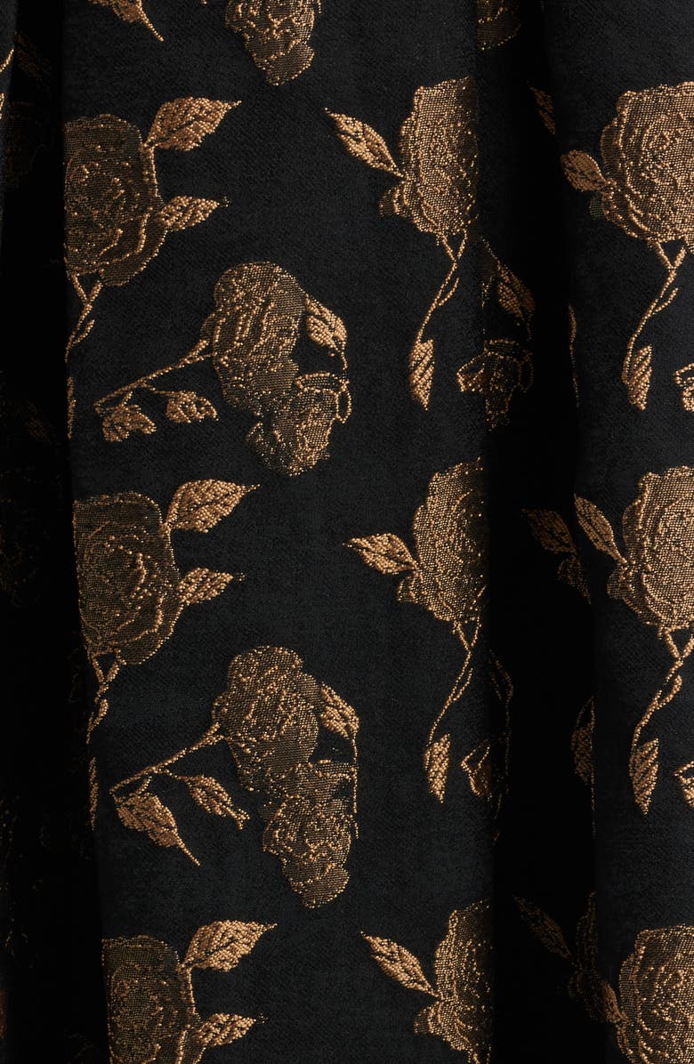 FREEMARKET Belted Jacquard Fit & Flare Dress, Alternate, color, Black/ Brown