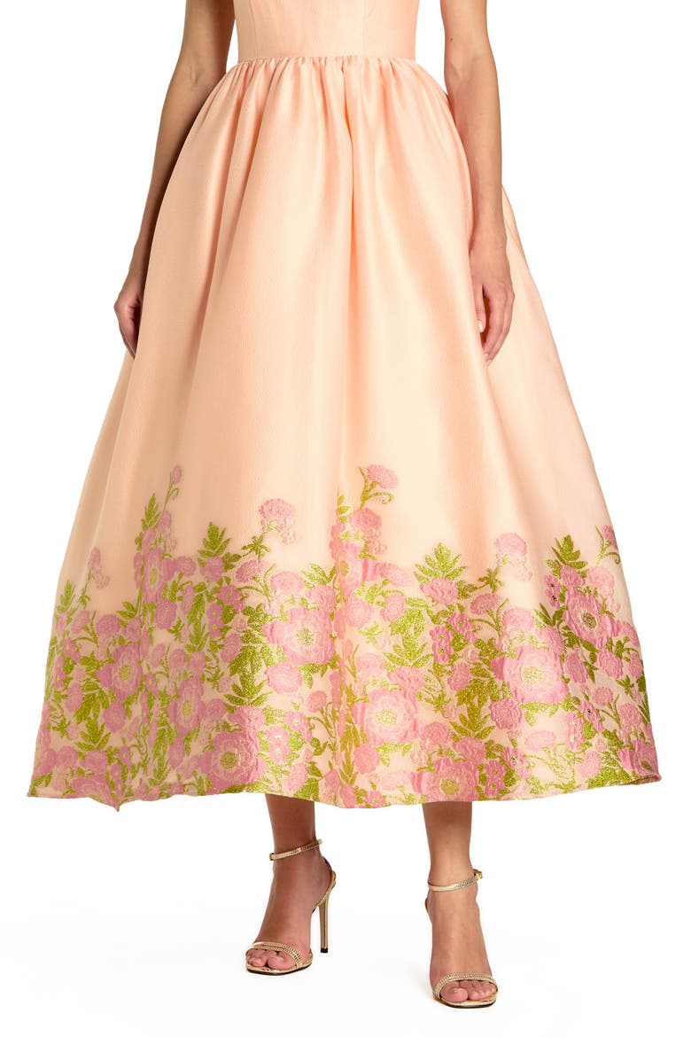 Spaghetti Strap Organza Midi Dress With Bow Detail, Alternate, color, Pink Multi