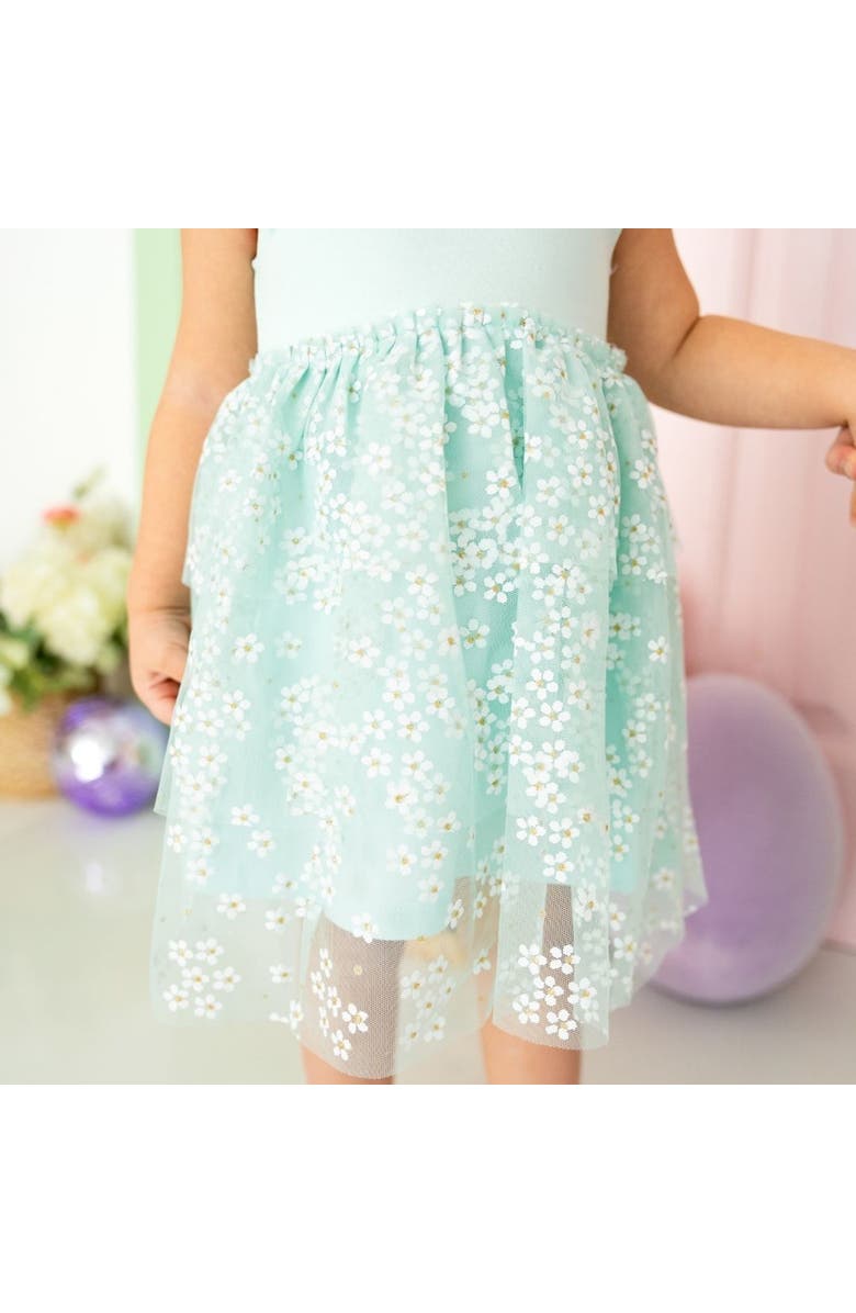 Sweet Wink Aqua Ditsy Daisy Easter Tiered Short Sleeve Tutu Dress, Alternate, color, 